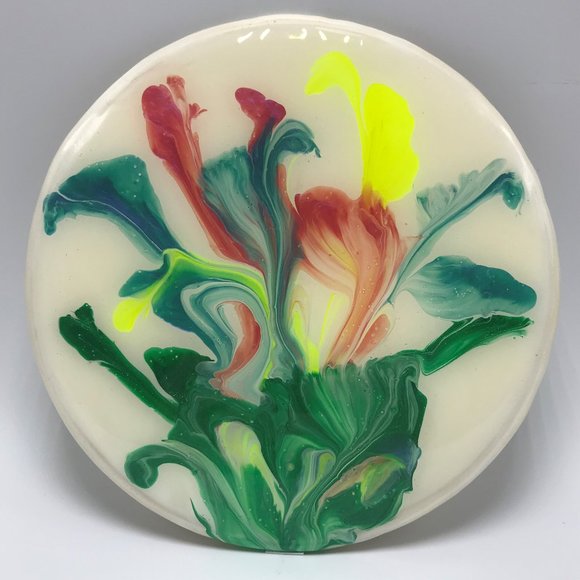 NWOT Spring Flowers Acrylic Painting, Acrylic Pour